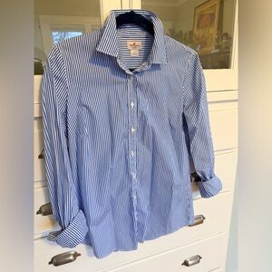 J. Crew Blue and White Striped Casual Shirt